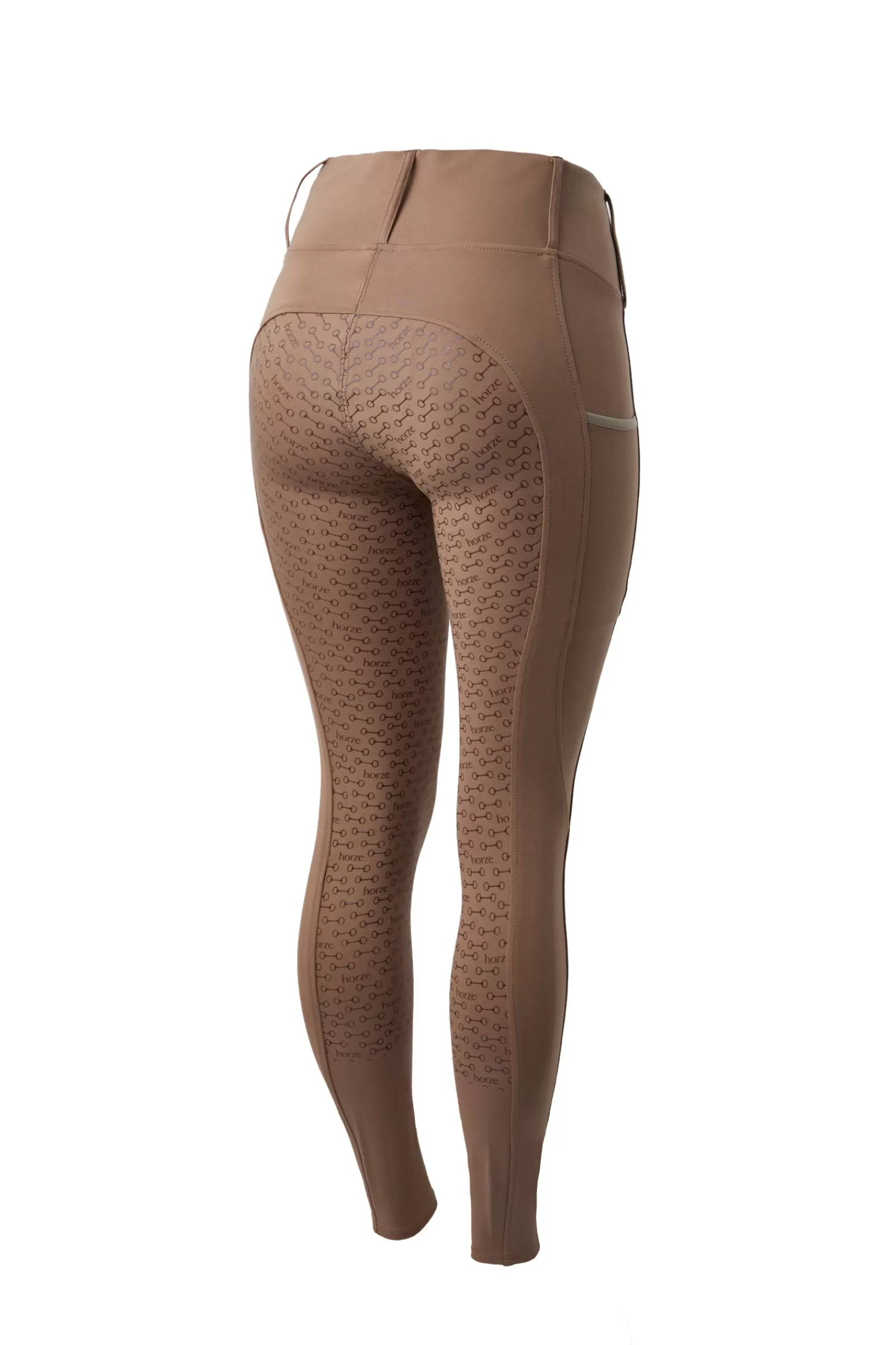 Riding Tights*horze Lucinda Women'S High Waist Tights With Silicone Full Seat Coca Mocha Brown