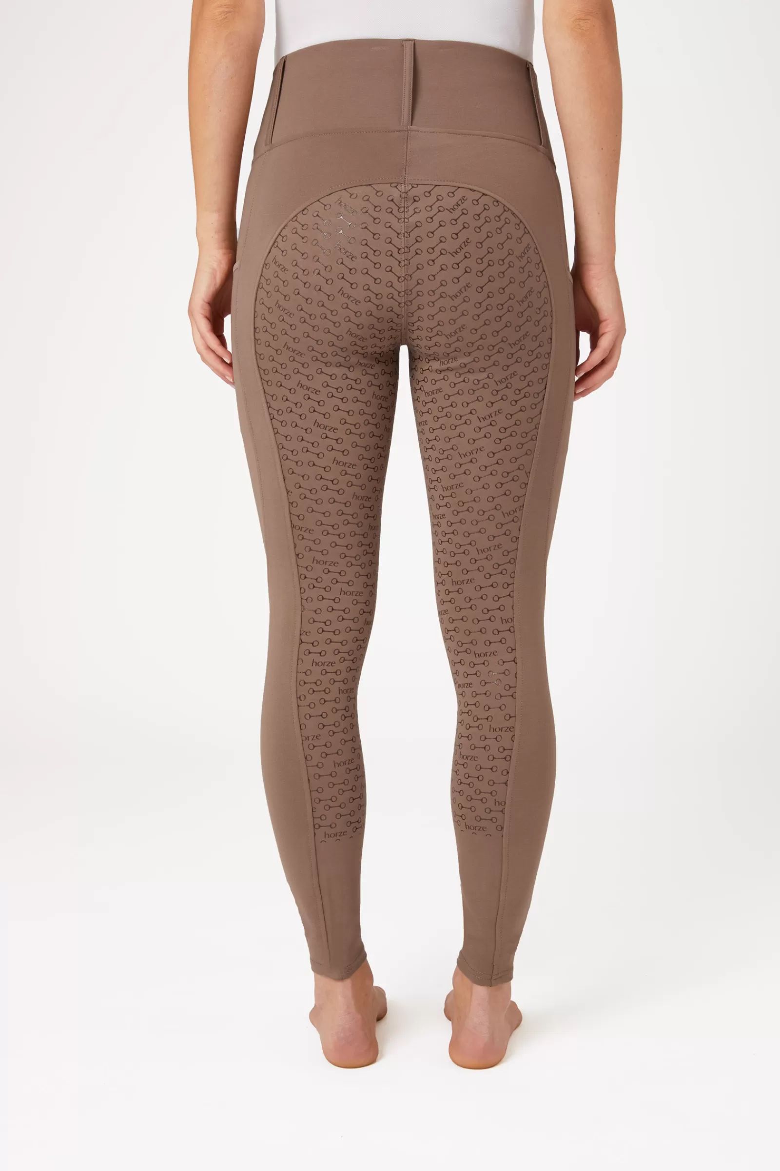 Riding Tights*horze Lucinda Women'S High Waist Tights With Silicone Full Seat Coca Mocha Brown