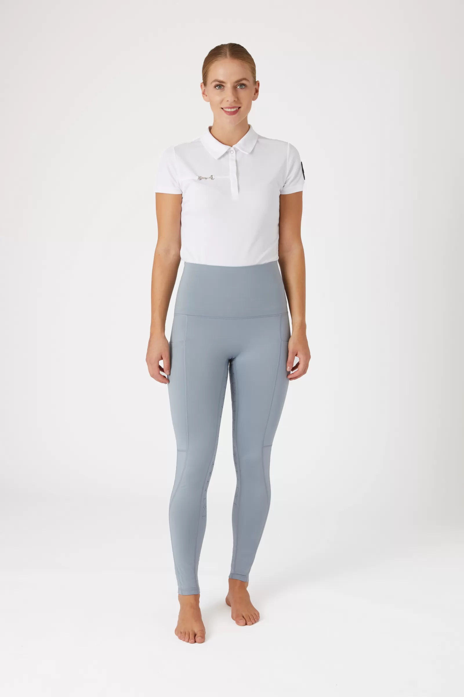 Riding Tights*horze Mette Women'S Full Seat Mid Season Riding Tights With High Waist Tradewinds Grey