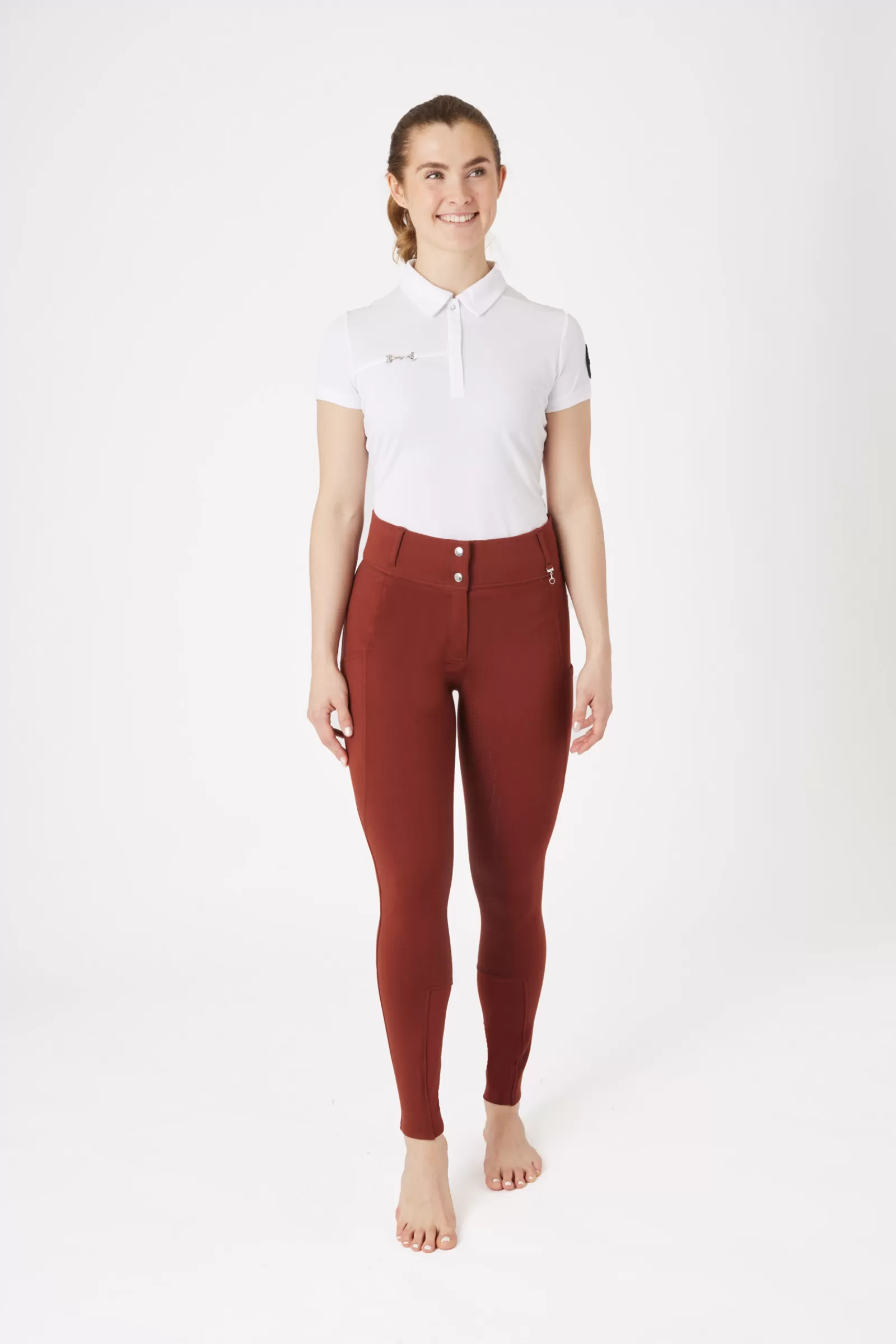 Club Apparel*horze Mira Women'S Mid-Season Full Grip Breeches Smoked Paprika