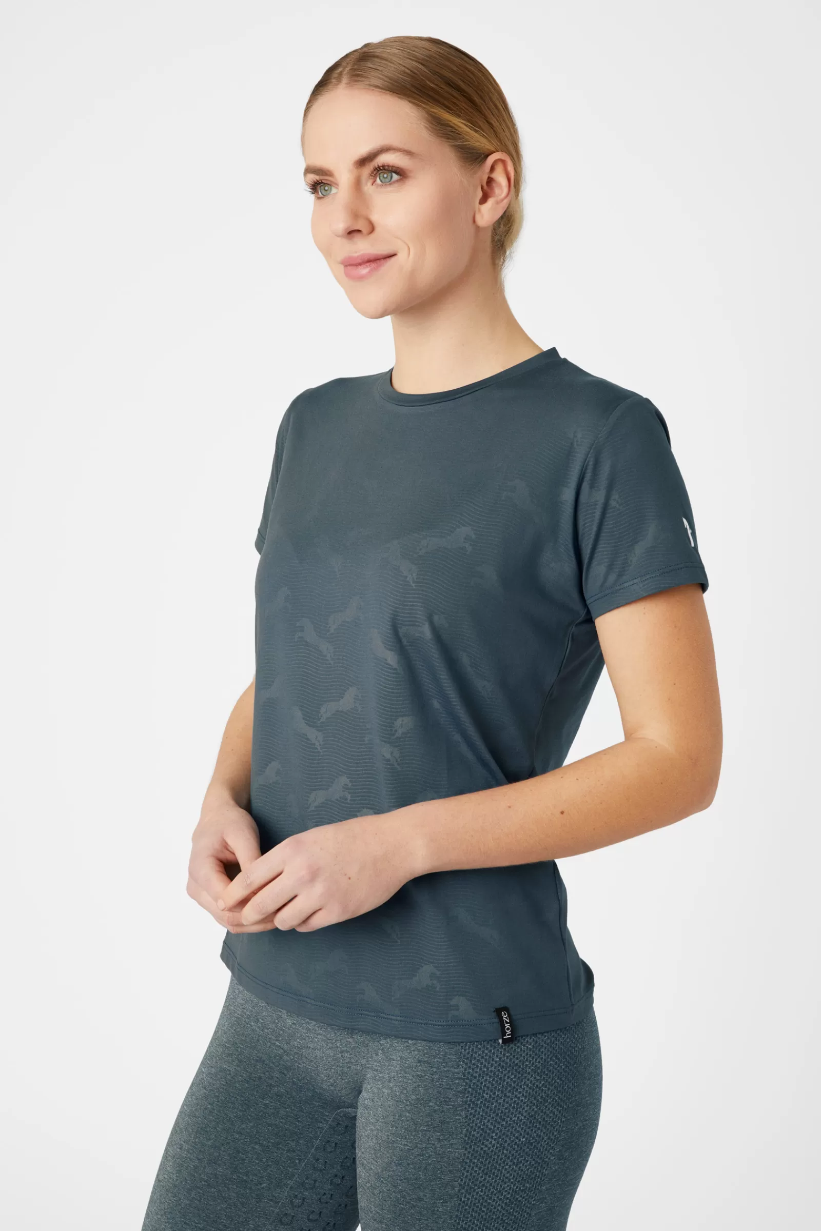 Tops & T-Shirts*horze Nina Women'S Functional T-Shirt With Horse Print Reflecting Pond Blue