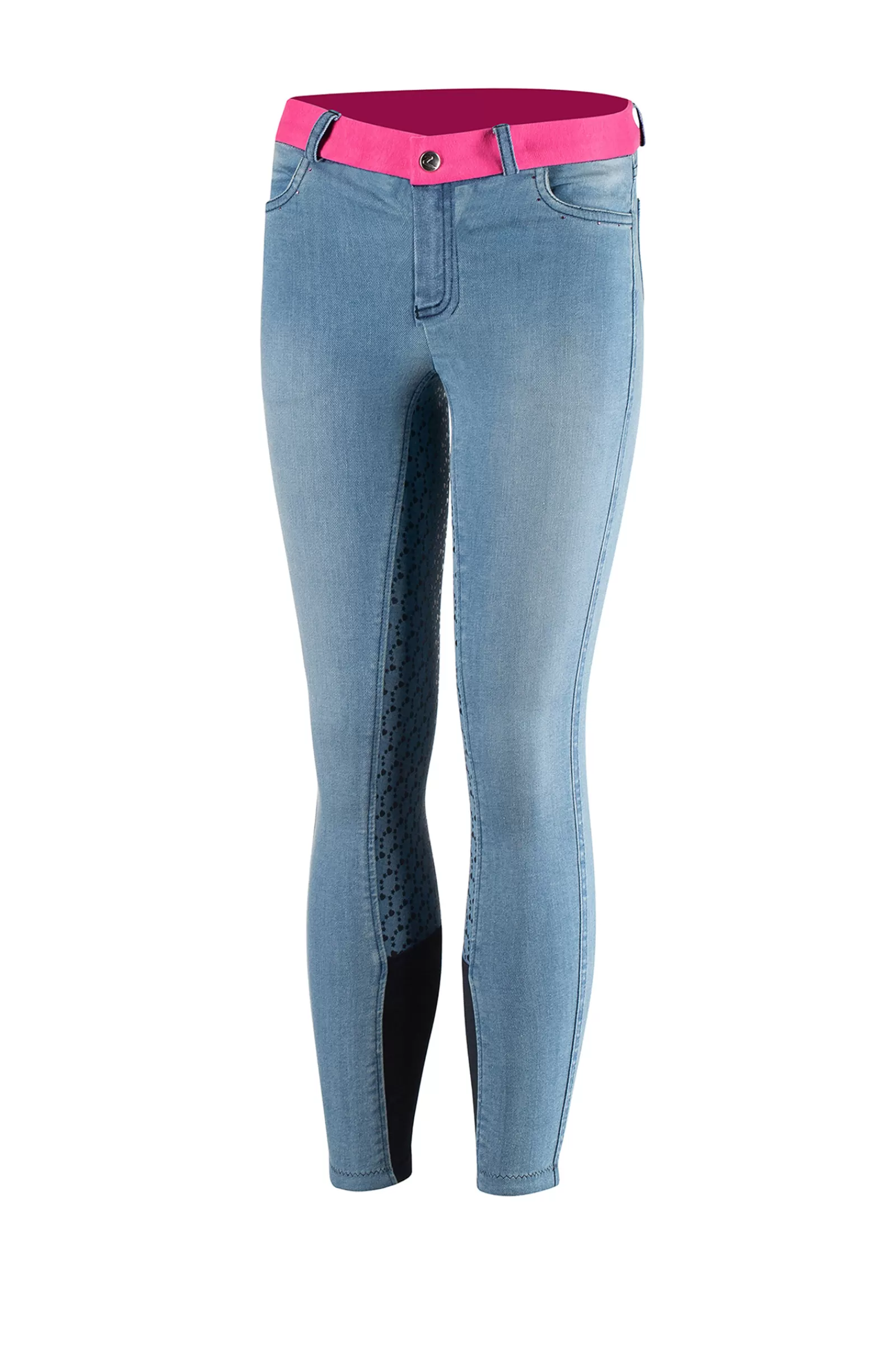 Jodhpurs & Breeches*horze Poppy Kids Denim Silicone Full Seat Breeches Light Denim Blue