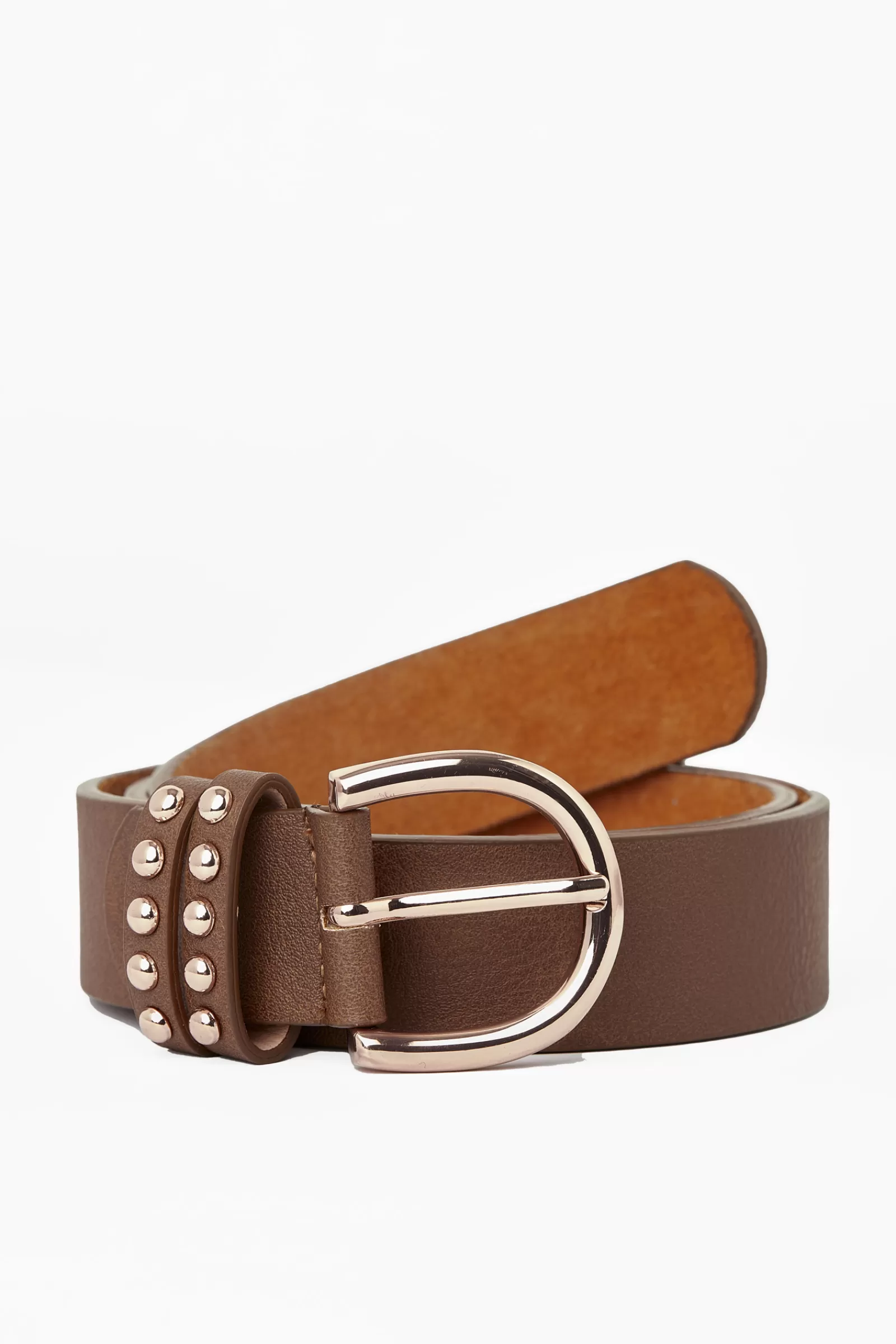 Belts*horze Pu Leather Belt With Rose Gold Details Bison Dark Brown