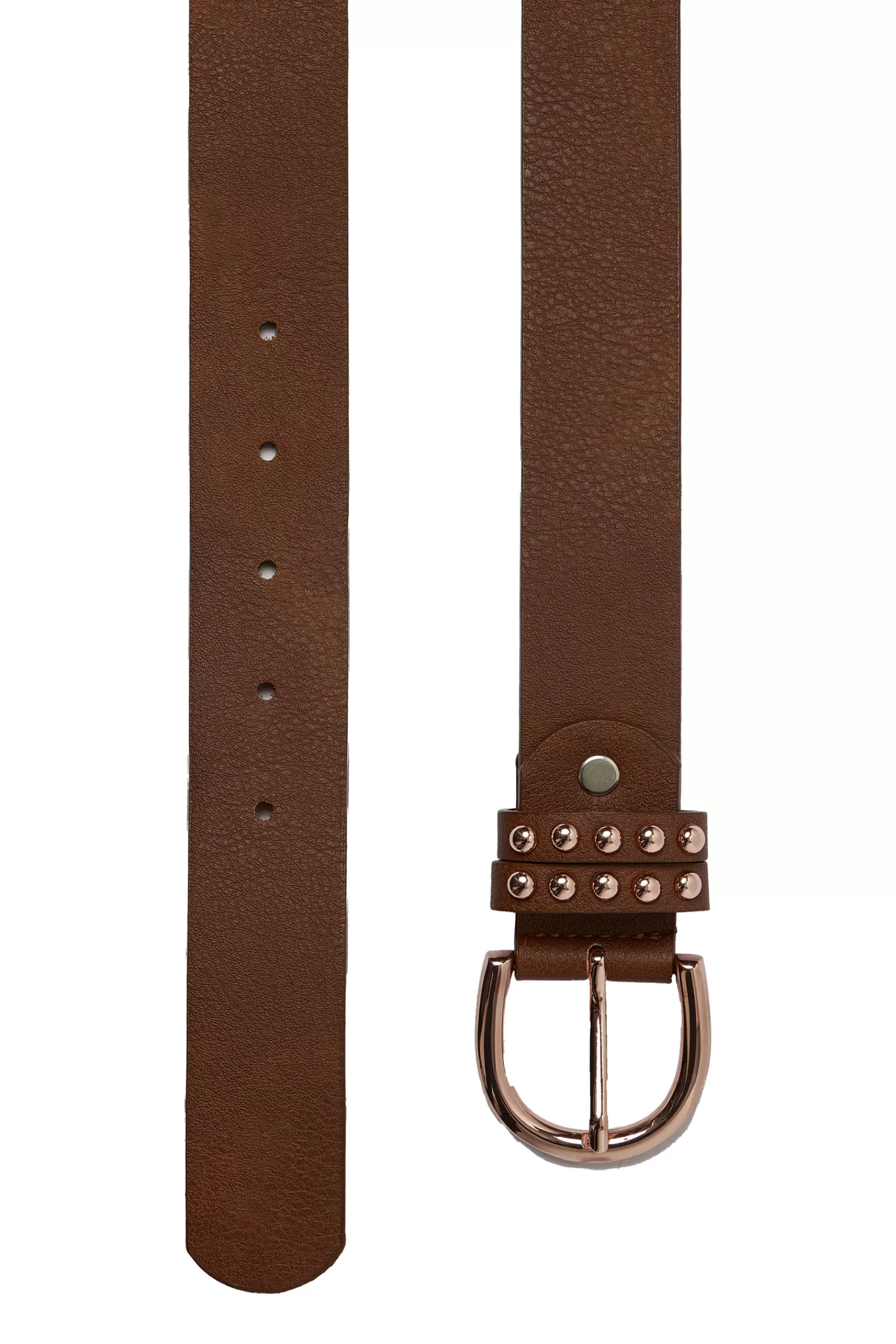 Belts*horze Pu Leather Belt With Rose Gold Details Bison Dark Brown