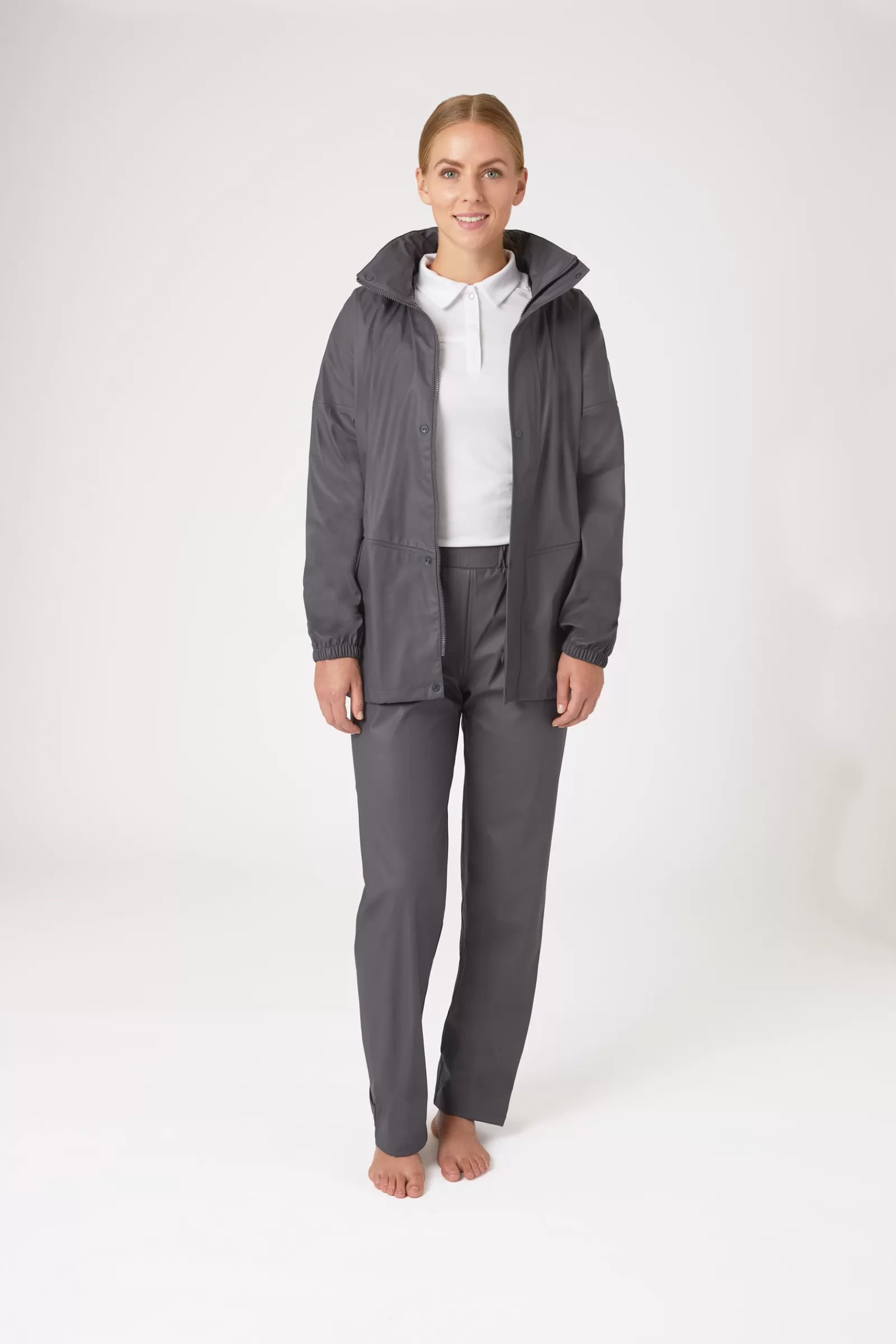 Rain Clothing*horze Rory Women'S Rain Riding Riding Jacket & Trousers Set Blackened Pearl Grey