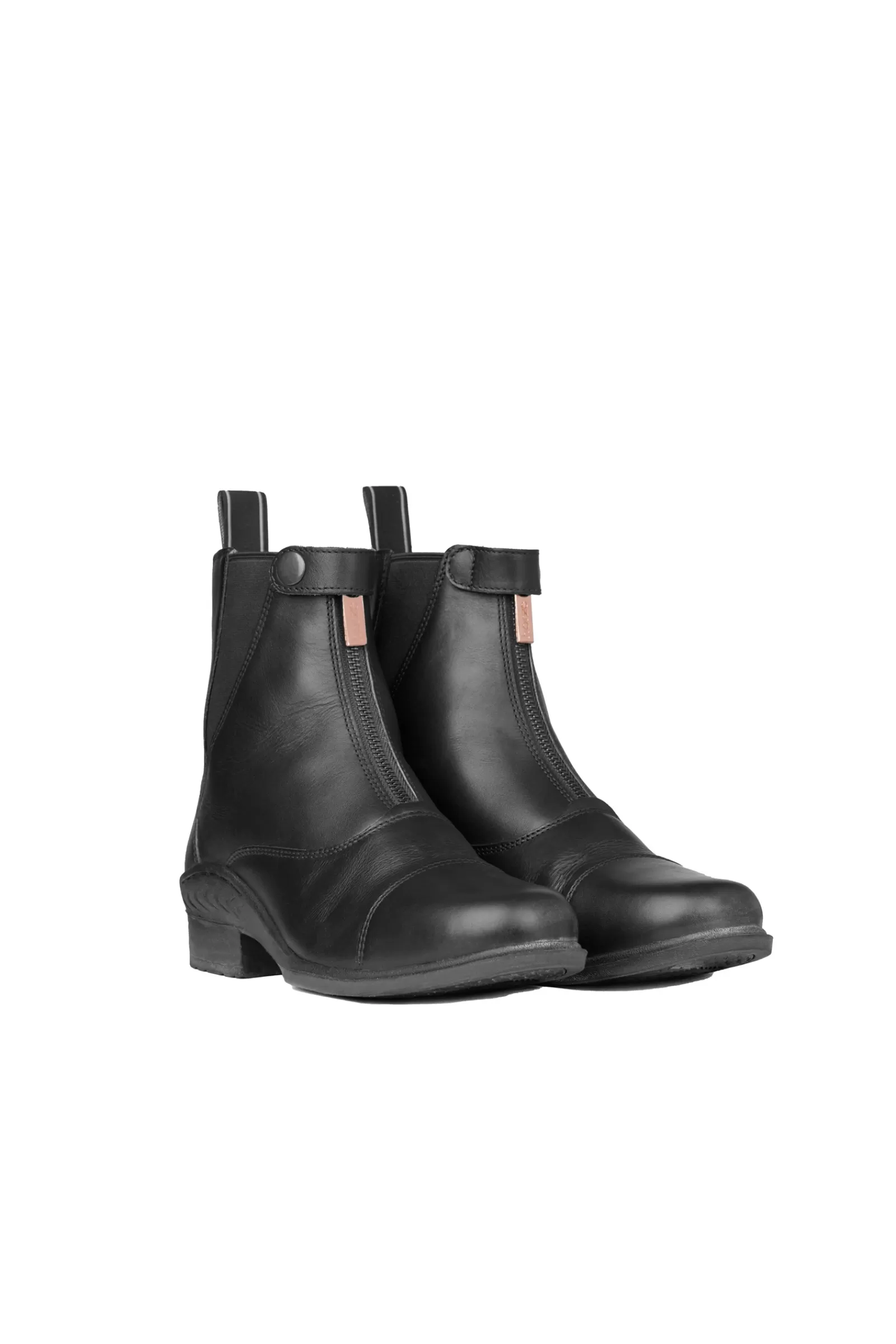 Jodhpur Boots*horze Rose Leather Jodphur Boots With Front Zipper Black