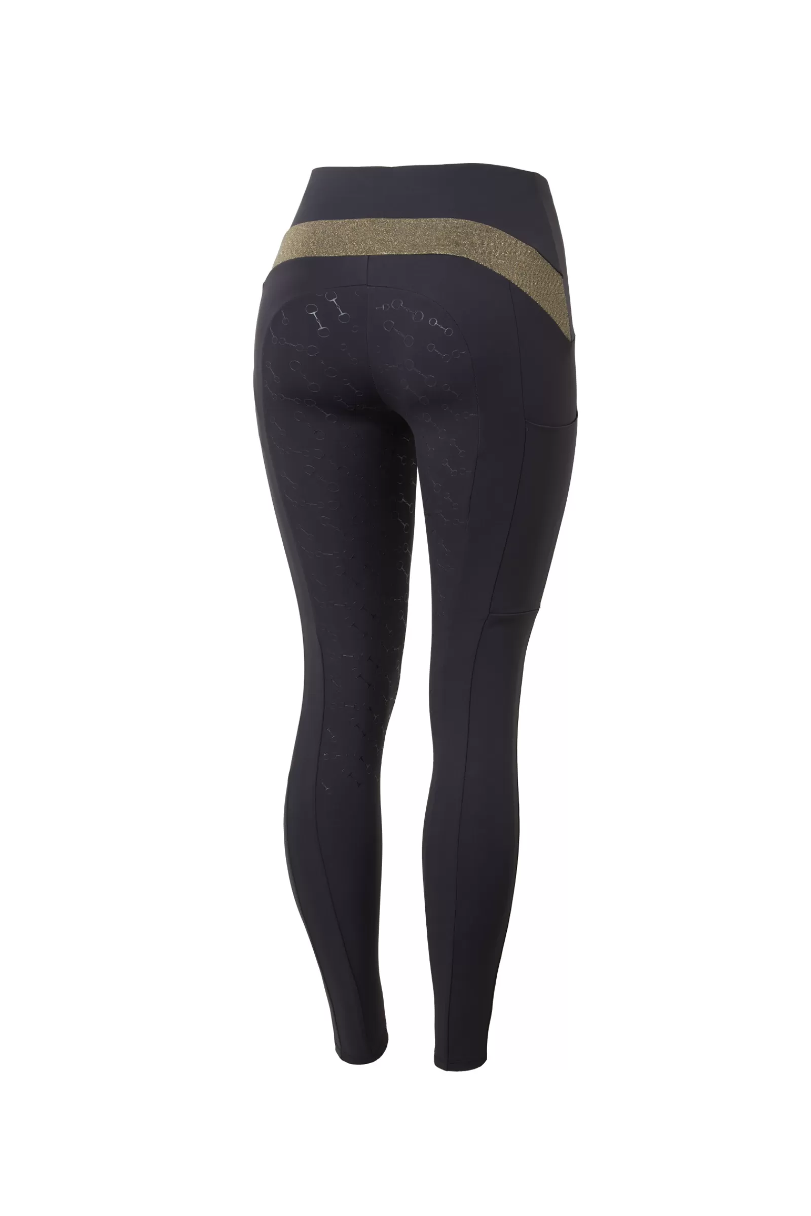 Riding Tights*horze Sagira Women'S Silicone Full Seat Riding Tights With Gold Detail Dark Navy
