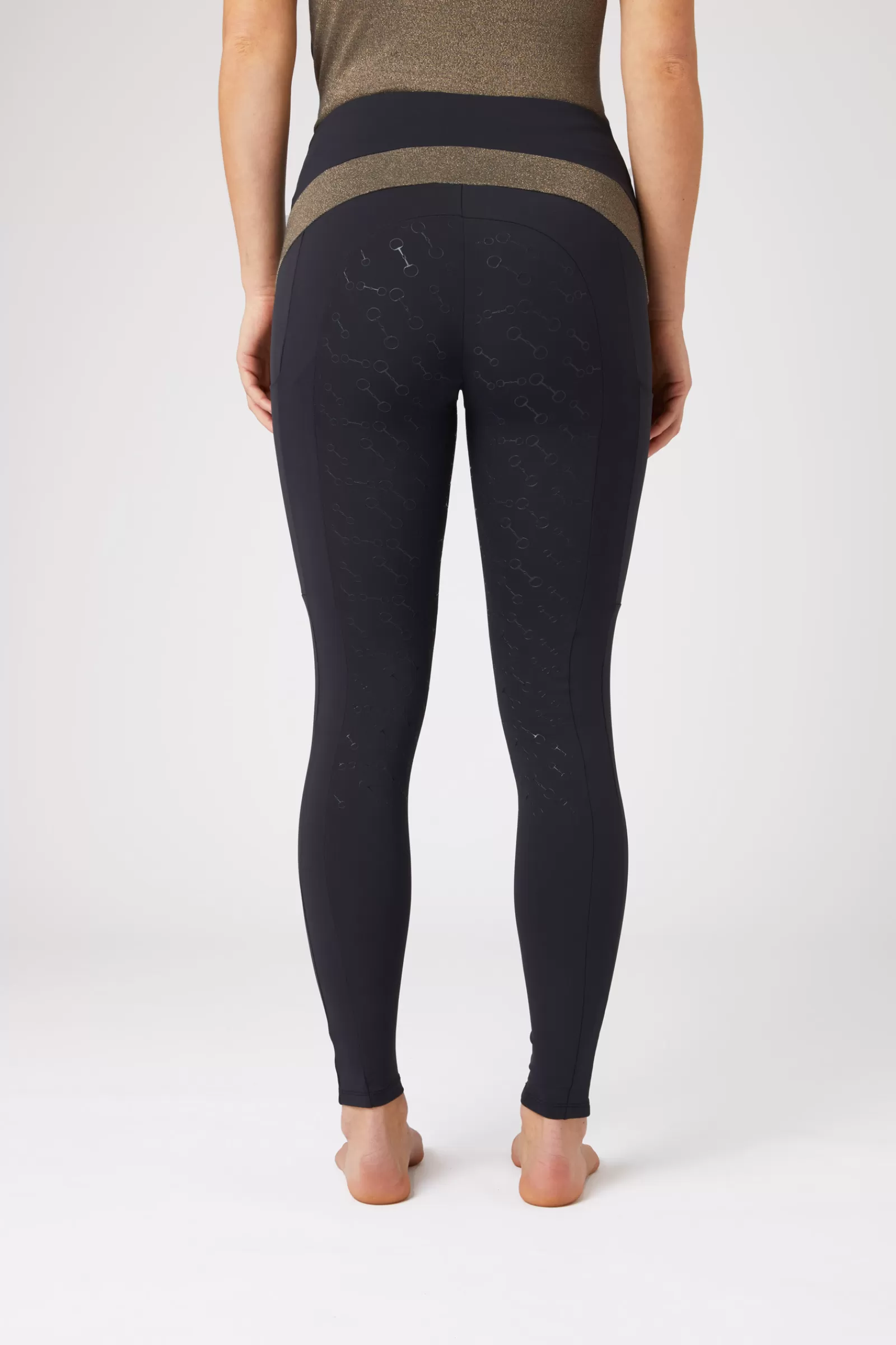 Riding Tights*horze Sagira Women'S Silicone Full Seat Riding Tights With Gold Detail Dark Navy