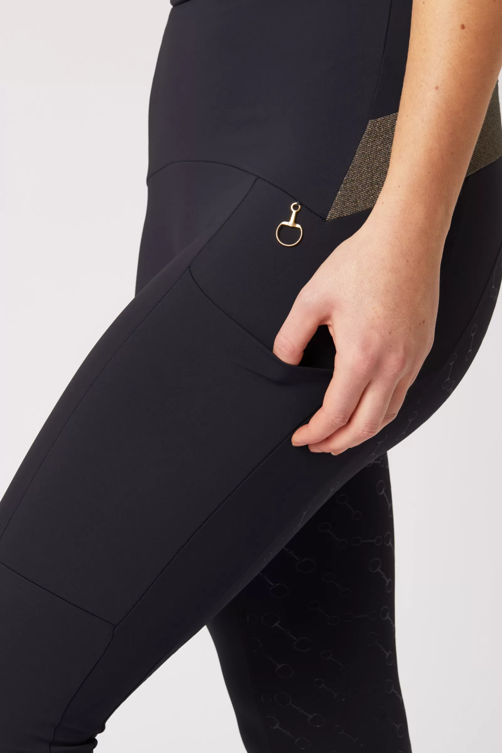 Riding Tights*horze Sagira Women'S Silicone Full Seat Riding Tights With Gold Detail Dark Navy