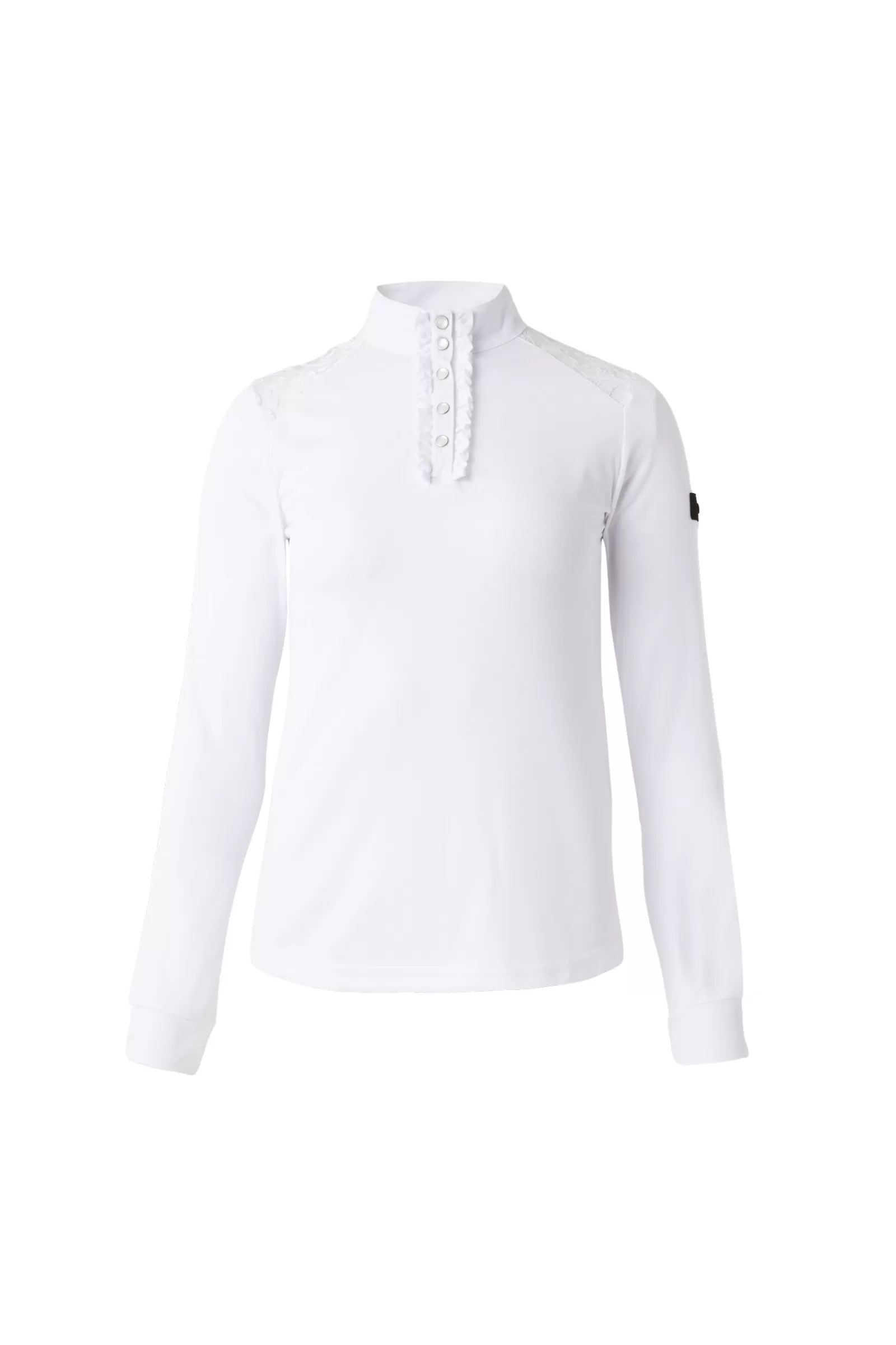 Show Clothing*horze Sianna Women'S Show Shirt With Lace Shoulders And Long Sleeves White