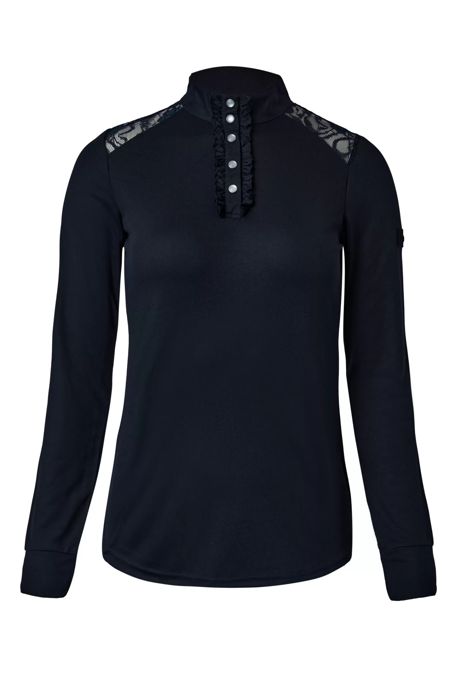 Tops & T-Shirts*horze Sianna Women'S Show Shirt With Lace Shoulders And Long Sleeves Dark Navy