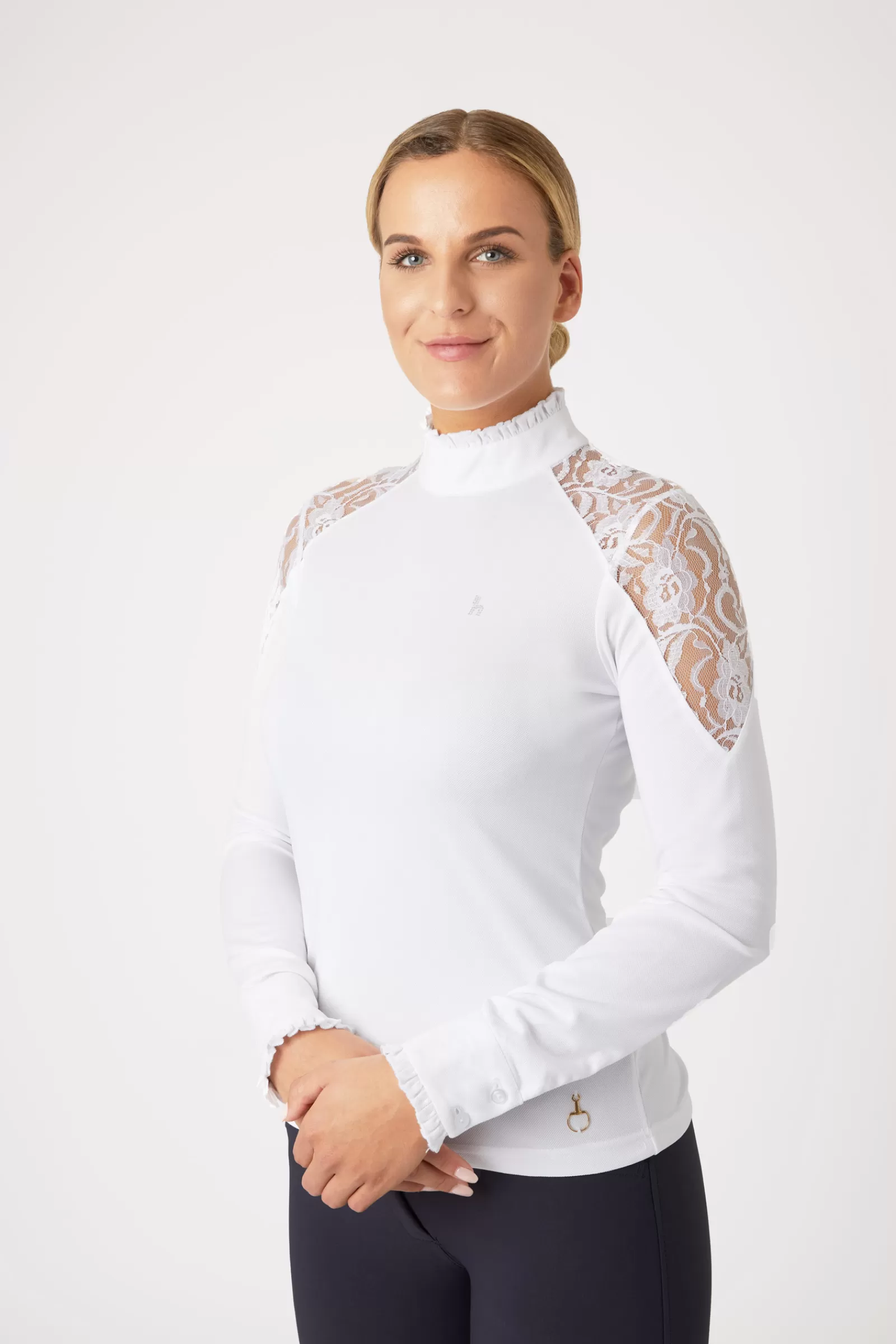 Show Clothing*horze Sylvie Women'S Long Sleeve Lace Show Shirt White