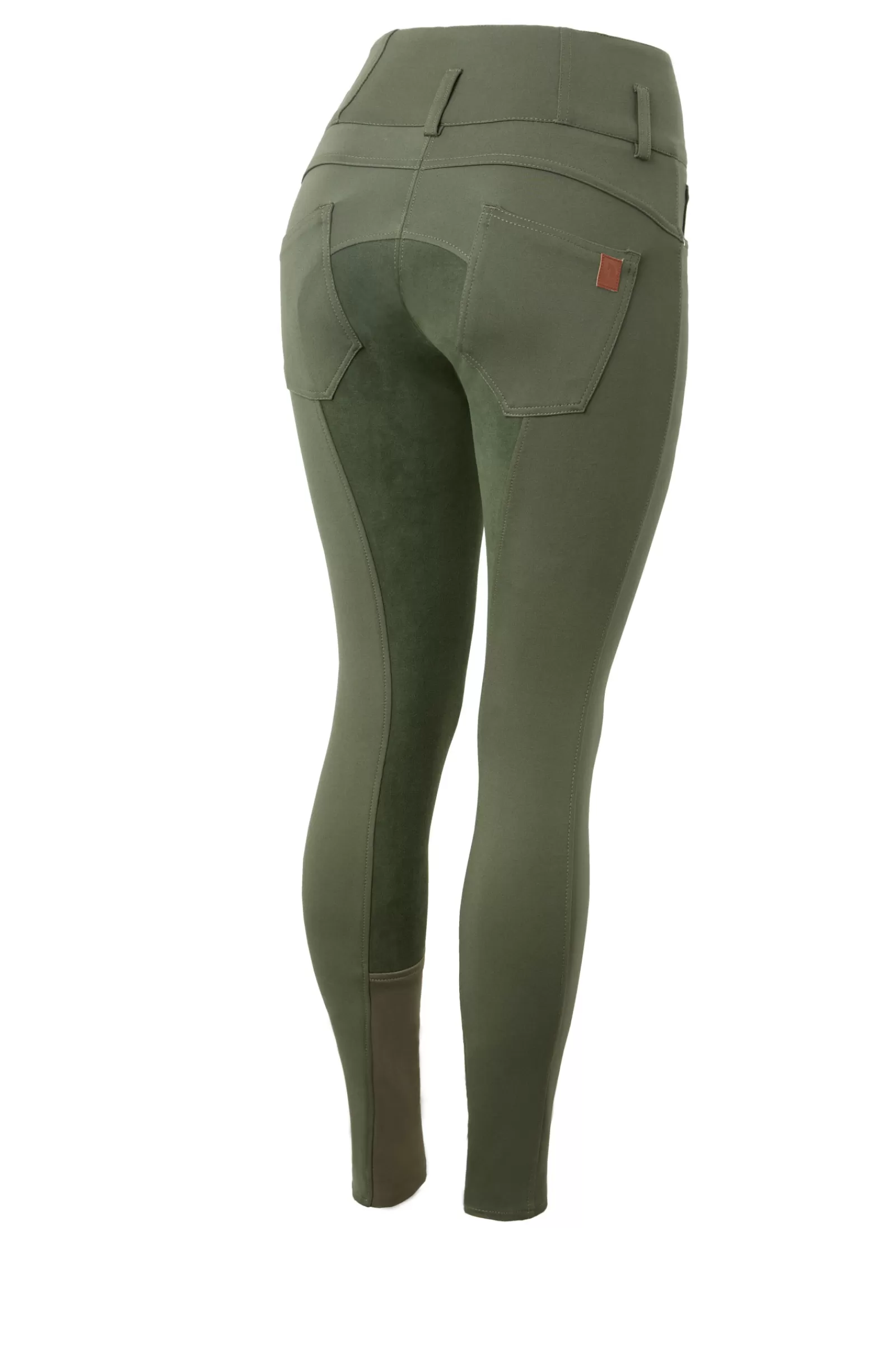 Full Seat Breeches*horze Tara Women'S High Waist Breeches With Leather Full Seat Beetle Khaki Green