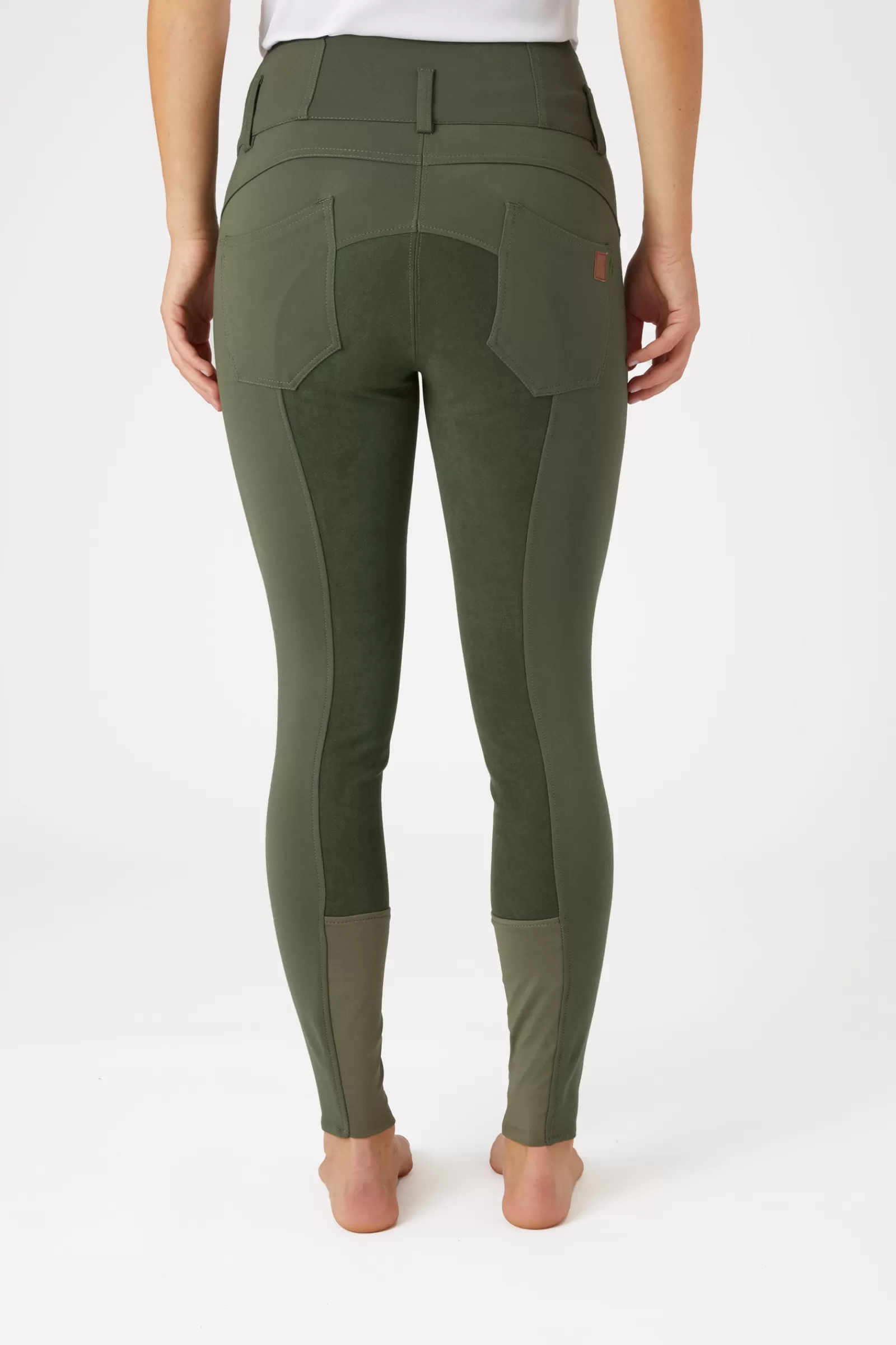Full Seat Breeches*horze Tara Women'S High Waist Breeches With Leather Full Seat Beetle Khaki Green