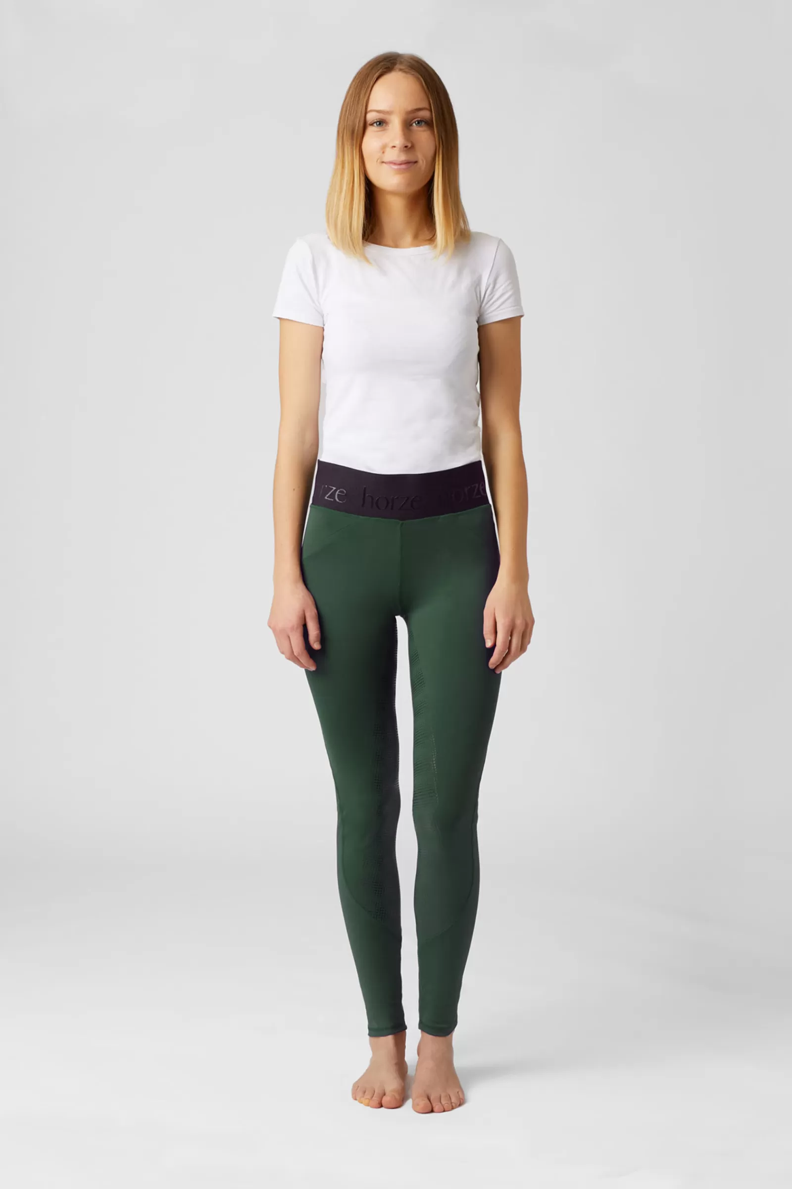 Riding Tights*horze Women'S Full Seat Riding Tights With Elastic Waist Forest Dark Green