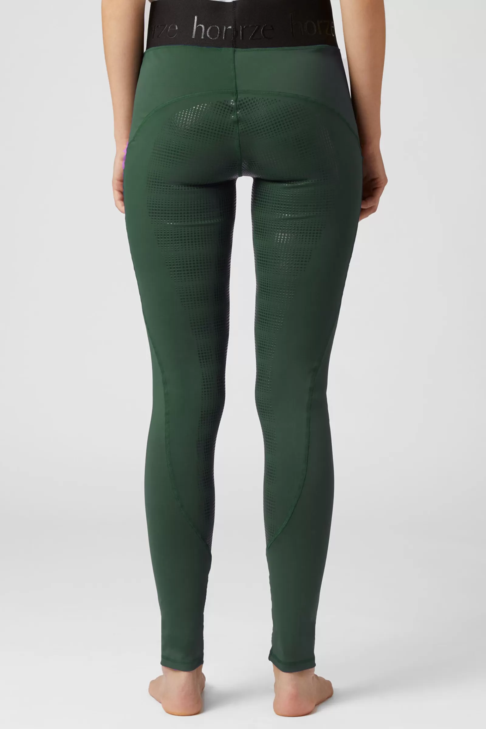Riding Tights*horze Women'S Full Seat Riding Tights With Elastic Waist Forest Dark Green