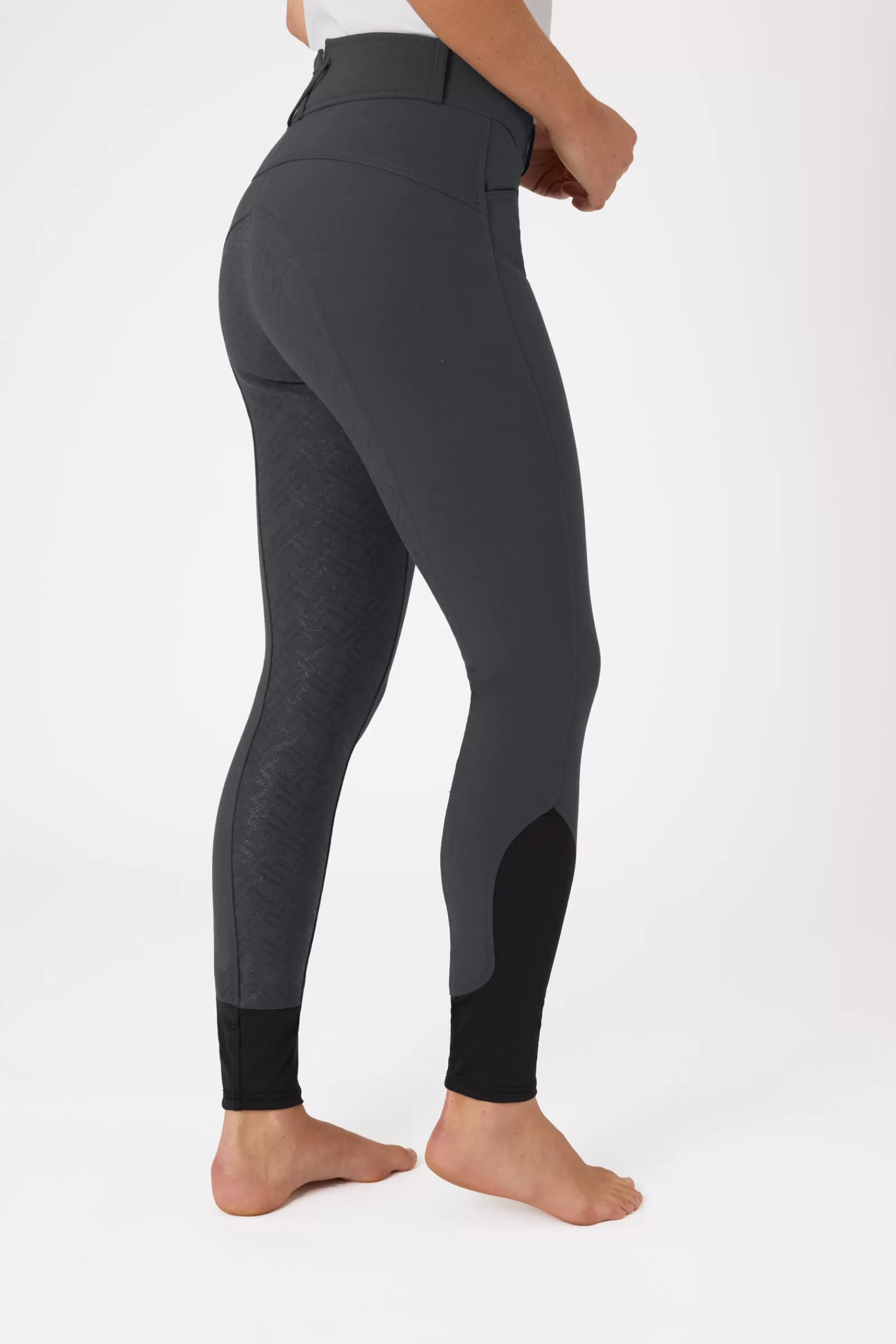 Full Seat Breeches*horze Women'S High Waist Breeches With Silicone Full Grip Asphalt Dark Grey