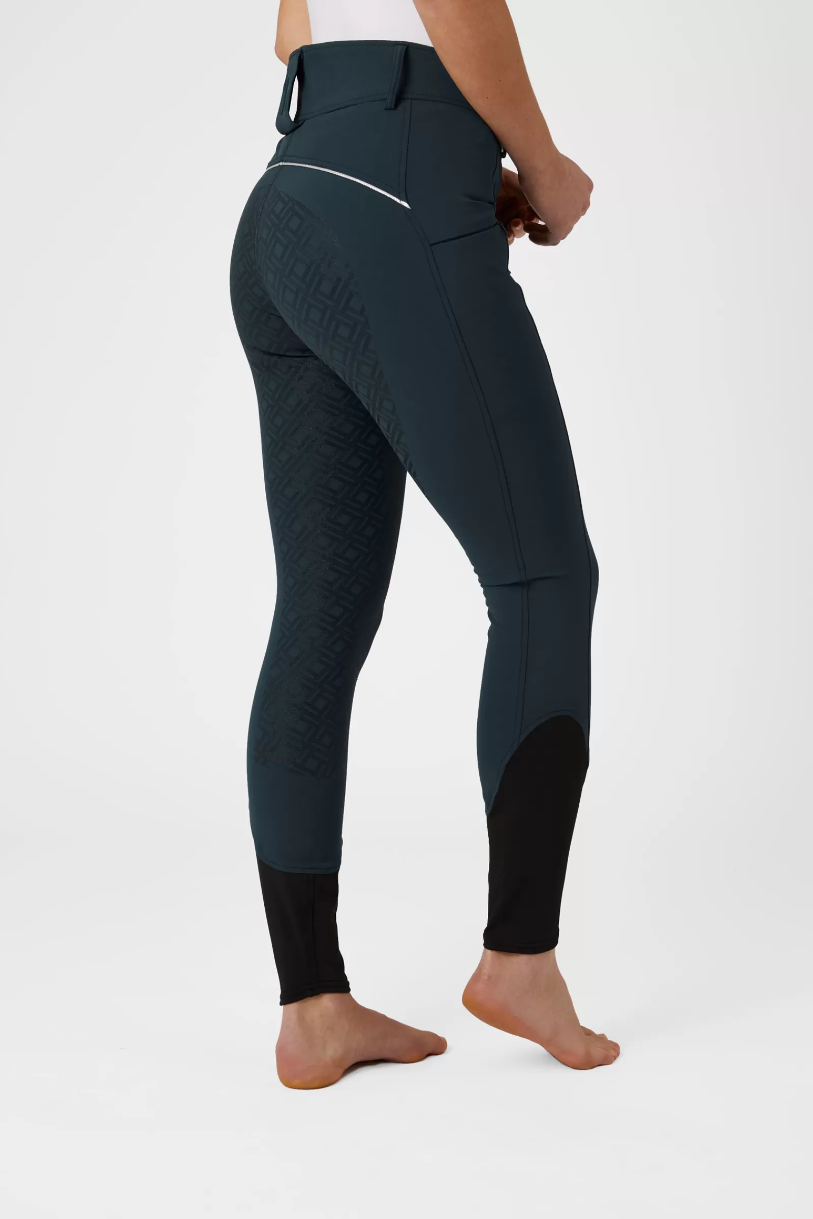 Full Seat Breeches*horze Women'S High Waist Silicone Full Seat Breeches With Contrast Piping Midnight Dark Blue