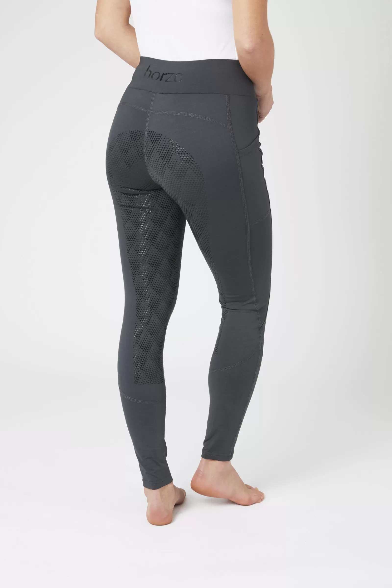 Riding Tights*horze Women'S High Waist Silicone Full Seat Riding Tights Dark Shadow