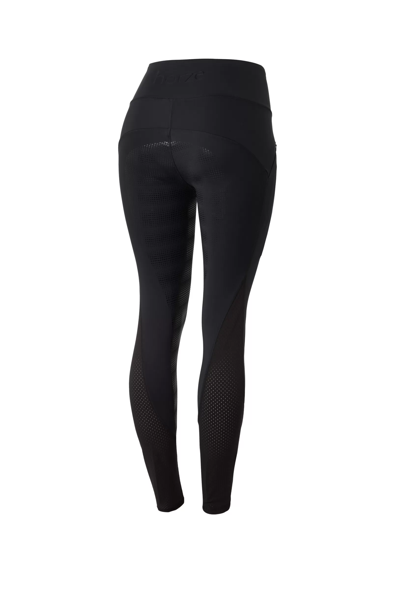 Riding Tights*horze Women'S High Waist Silicone Full Seat Riding Tights With Mesh Inserts Black