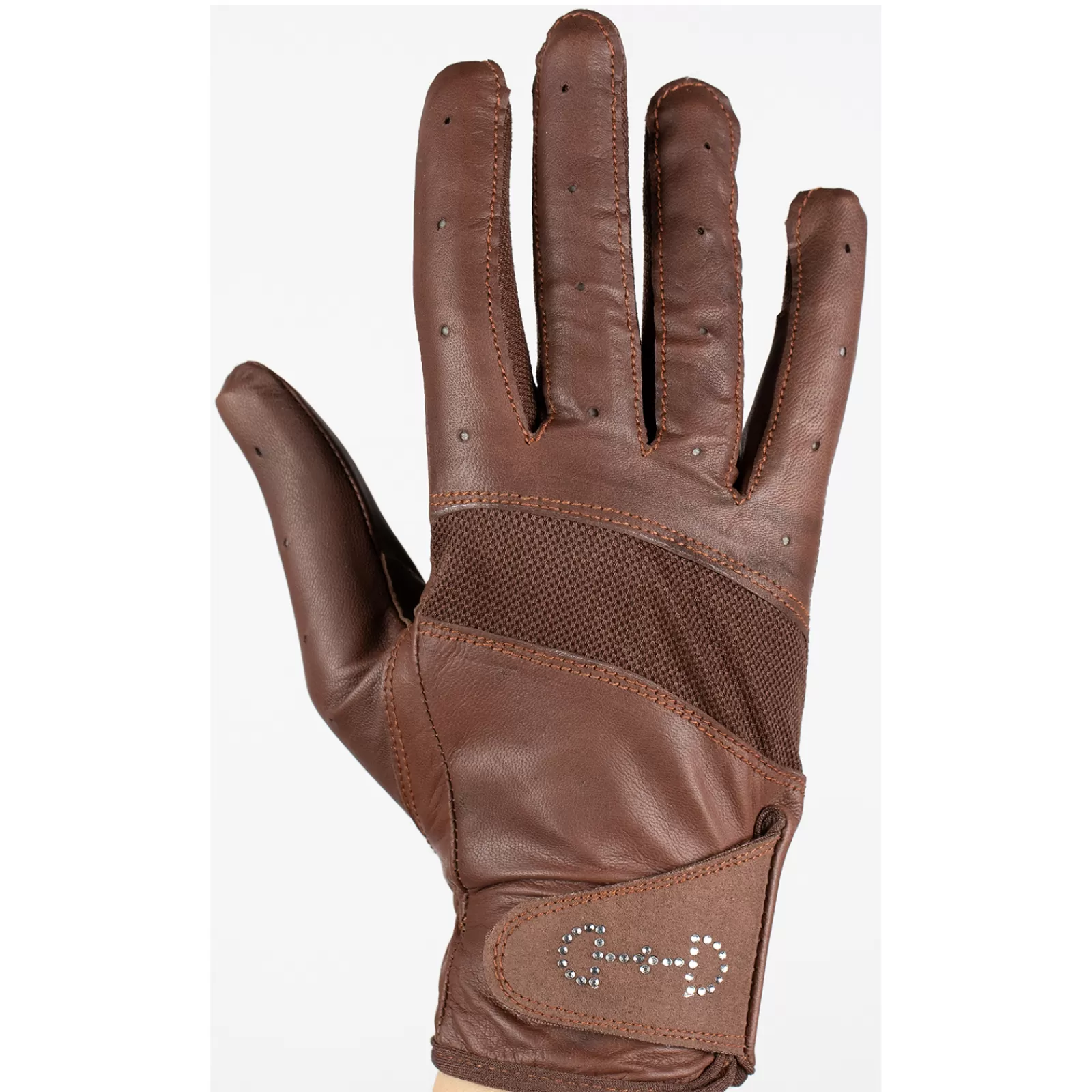 Summer Riding Gloves*horze Women'S Leather Mesh Riding Gloves Brown