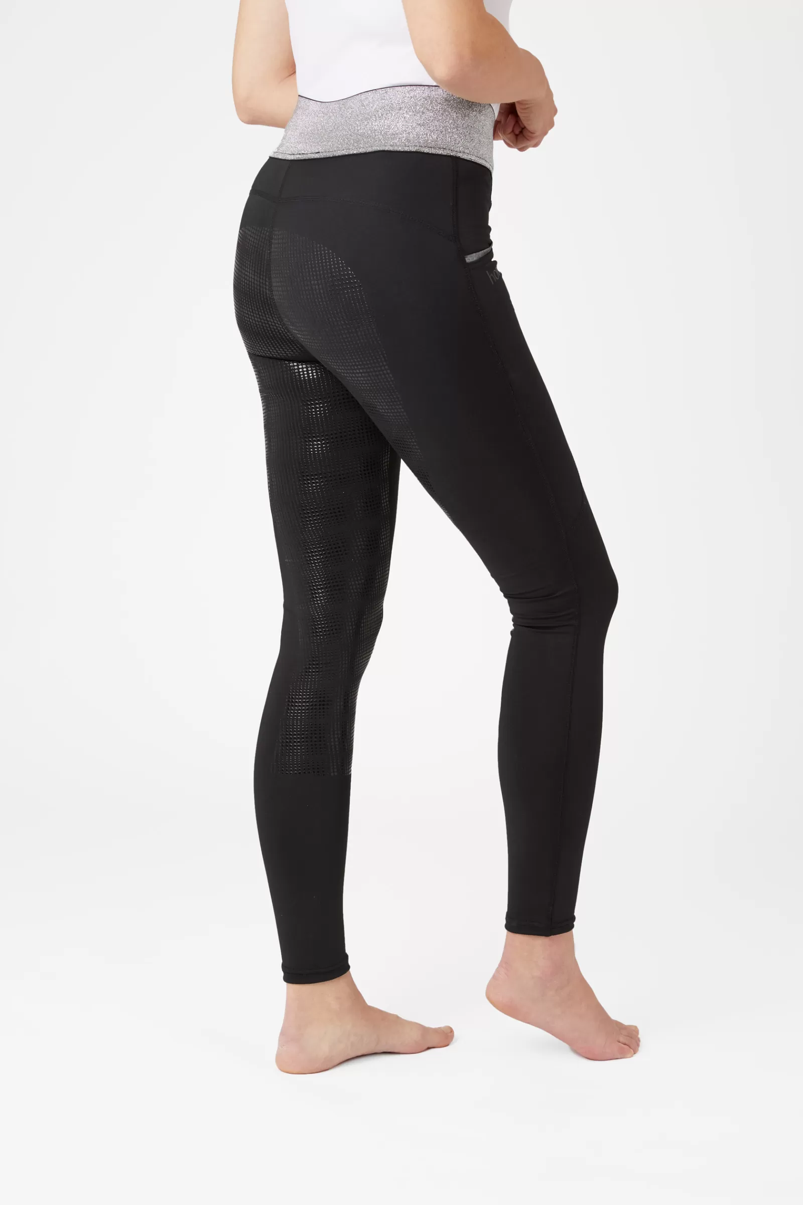Riding Tights*horze Women'S Silicone Full Seat Riding Tights With Glitter Waistband Black