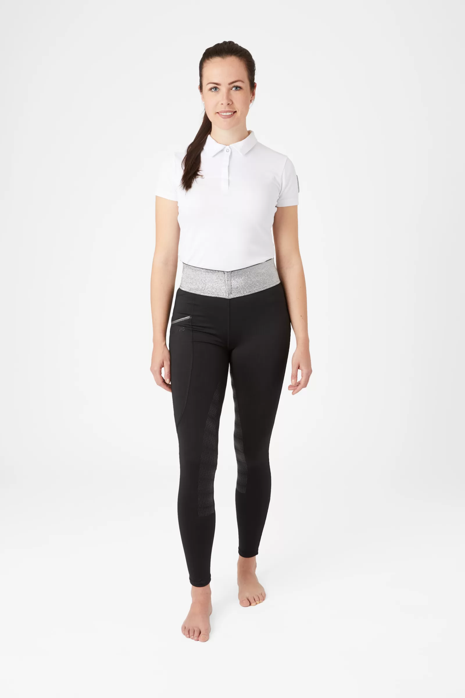 Riding Tights*horze Women'S Silicone Full Seat Riding Tights With Glitter Waistband Black