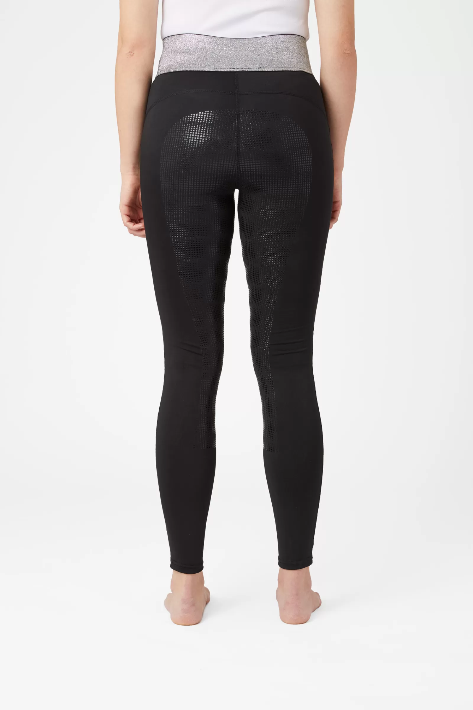 Riding Tights*horze Women'S Silicone Full Seat Riding Tights With Glitter Waistband Black