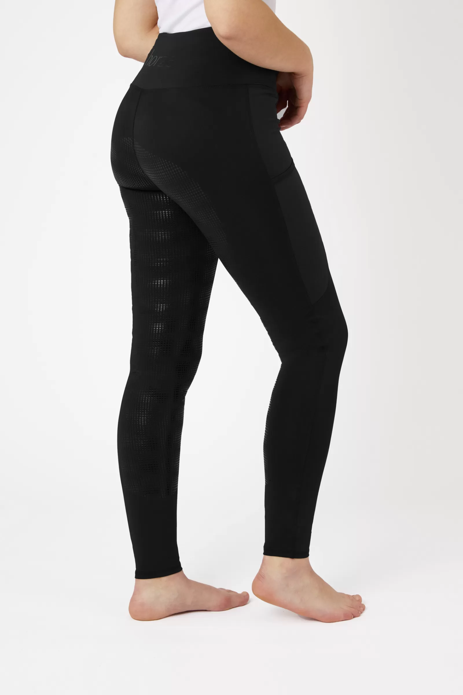 Riding Tights*horze Women'S Silicone Full Seat Riding Tights With Phone Pocket Black