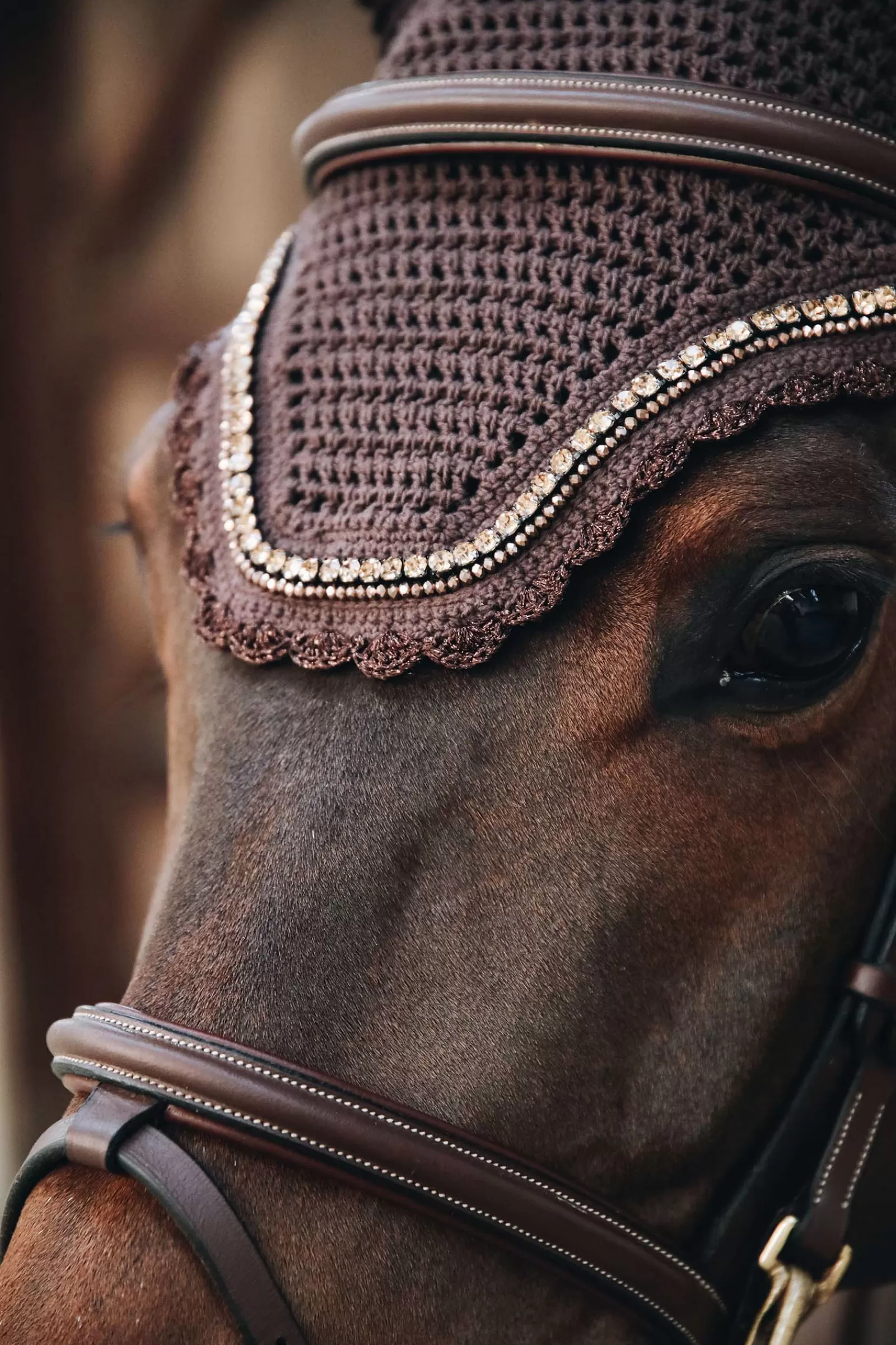 kentucky Horsewear Fly Veil Wellington Stone & Pearl Soundless> Ear Bonnets & Fly Veils