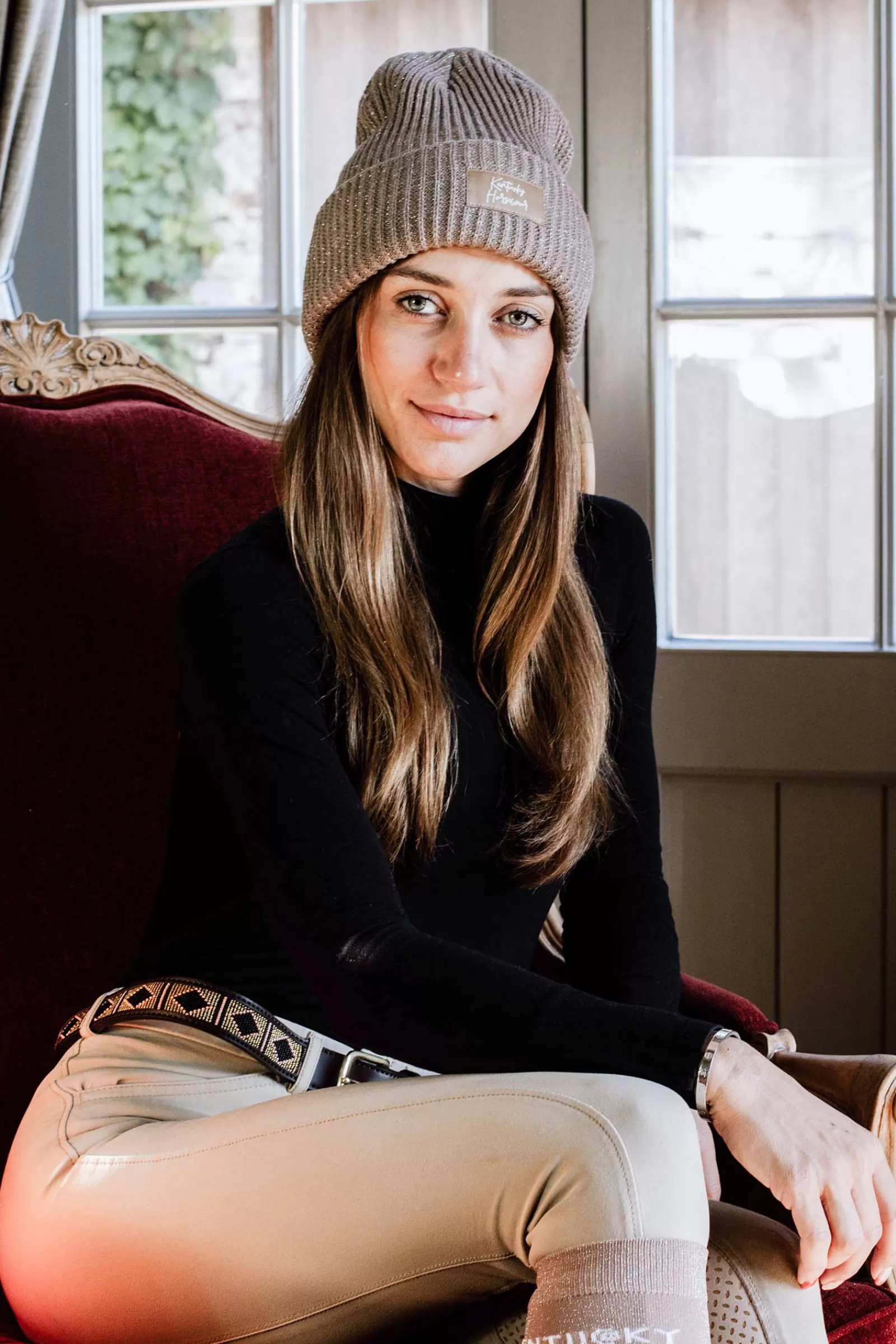 Caps & Headbands*kentucky Horsewear Glitter Beanie Beige