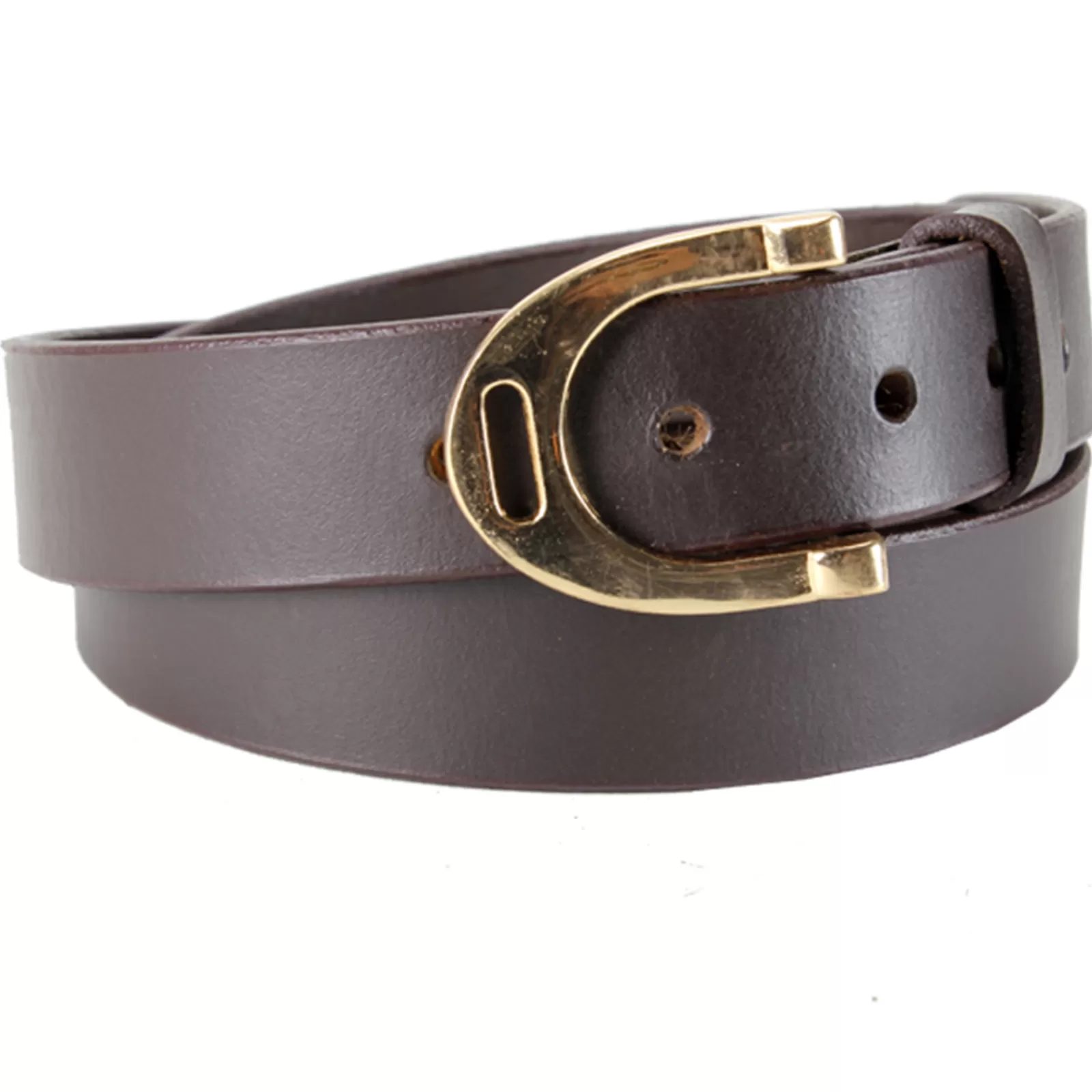 Belts*minkhorse Mink Horse Classic Leather Belt With Large Stirrup Buckle Dark Brown