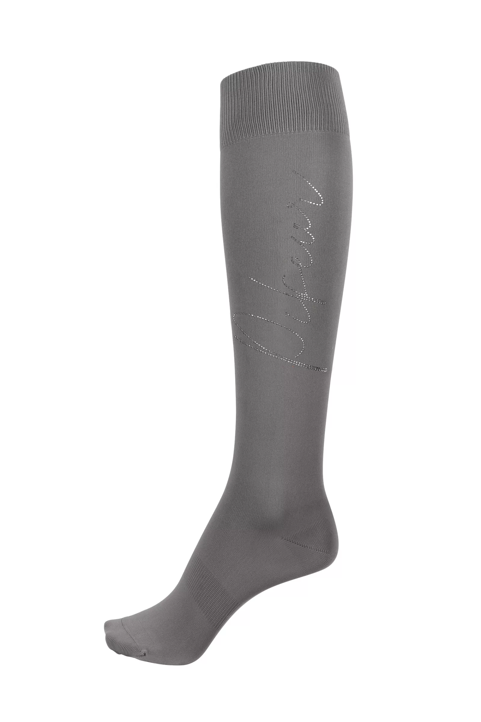 Riding Socks*pikeur Knee Socks With Rhinestones Light Grey