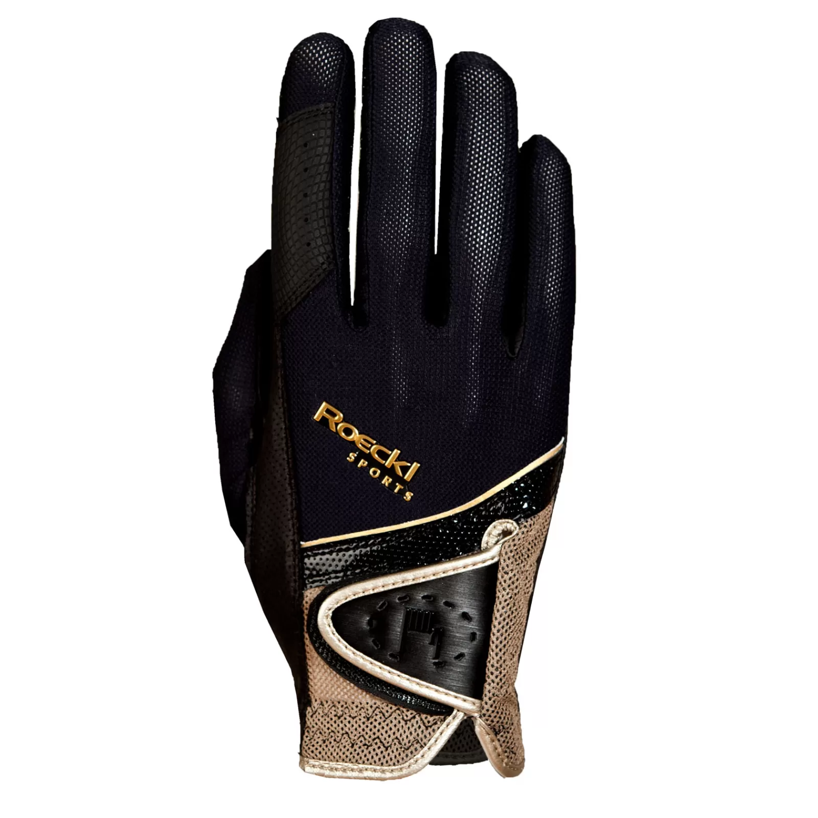 Summer Riding Gloves*roeckl Madrid Function Micro Mesh / Drytec Riding Gloves Black/Gold