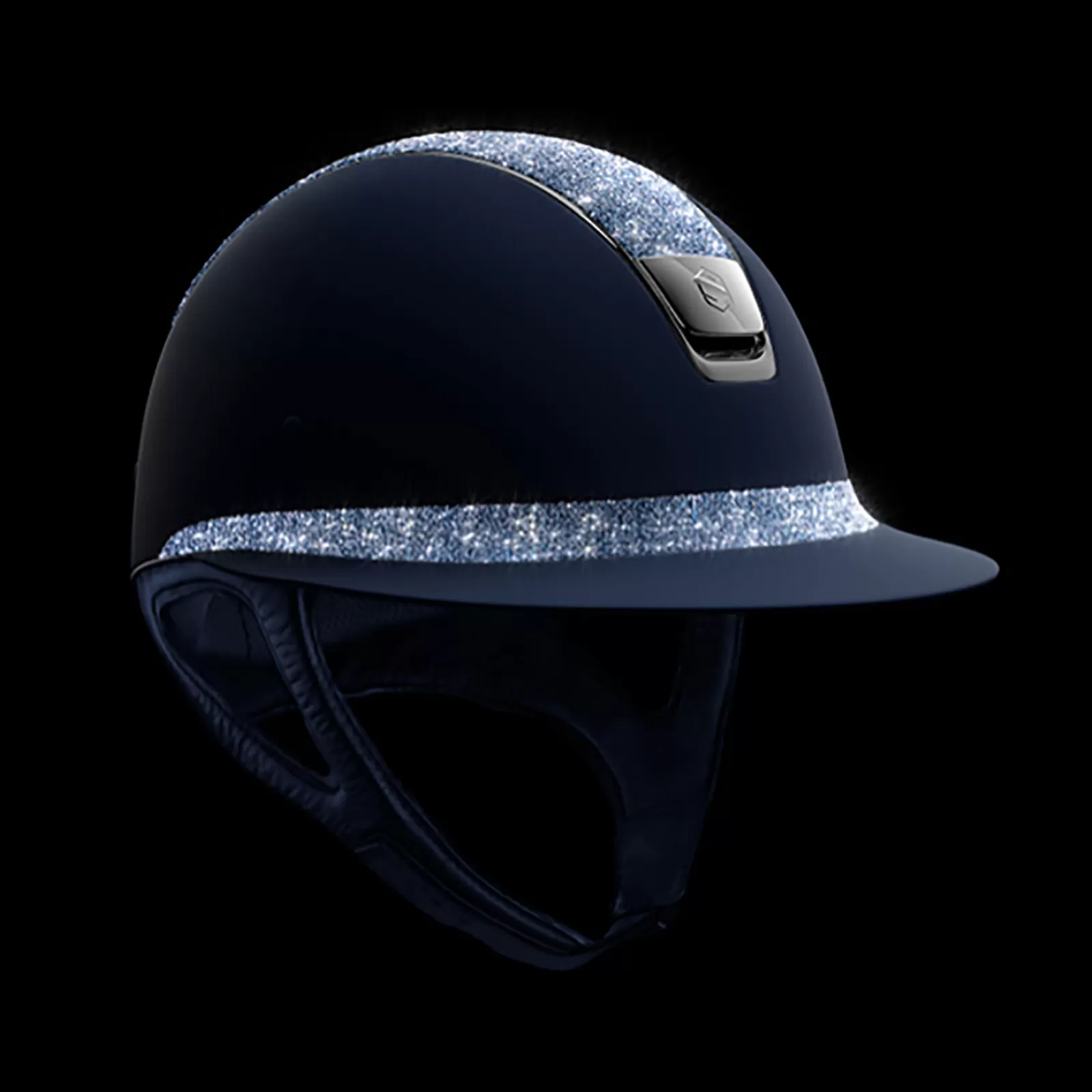Riding Hats & Helmets*samshield Miss Shield Shadowmatt Crystals Helmet, Black Chrome Visor (Without Liner) Blue