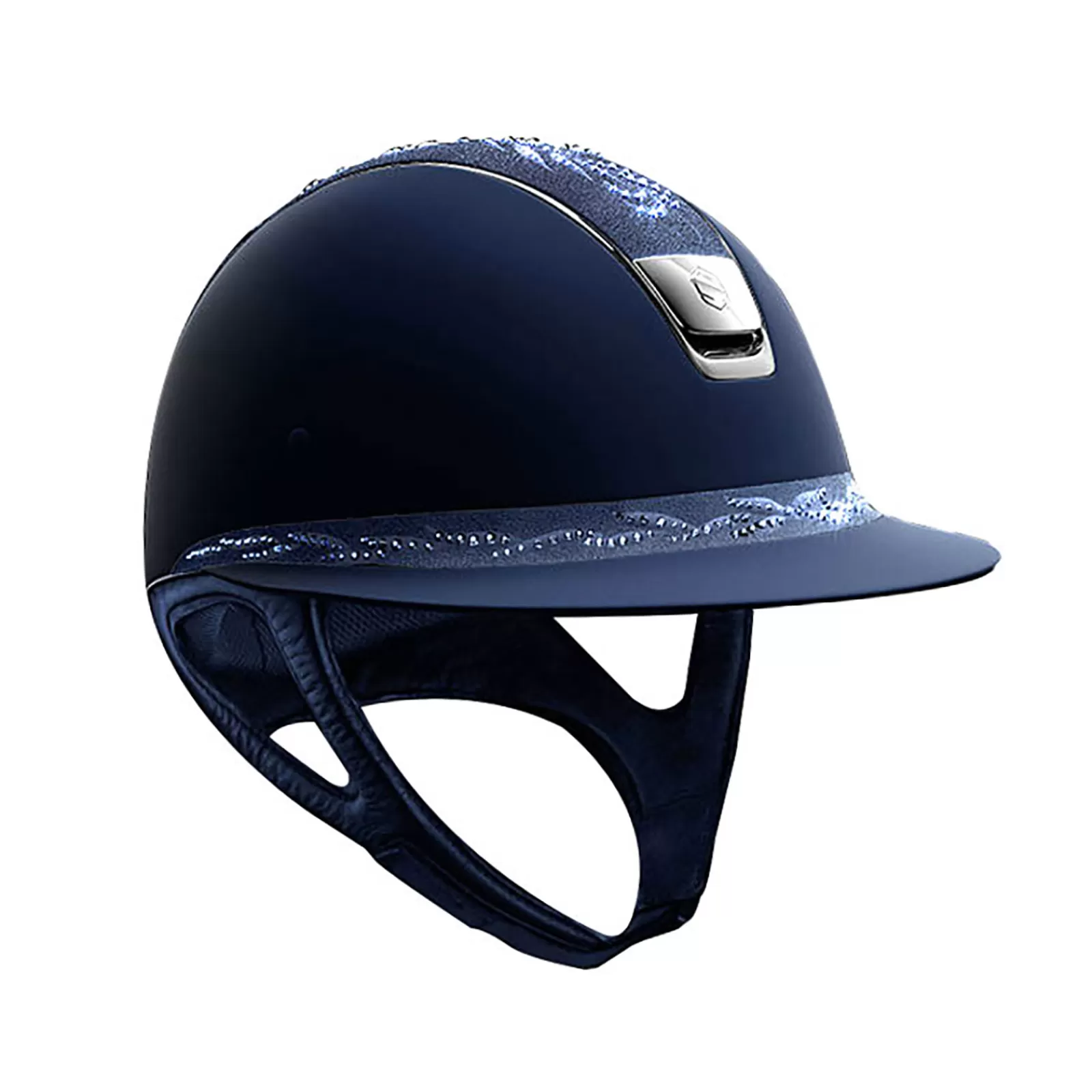 Riding Hats & Helmets*samshield Miss Shield Shadowmatt Flower Swarovski Helmet, Black Chrome Visor (Without Liner) Blue