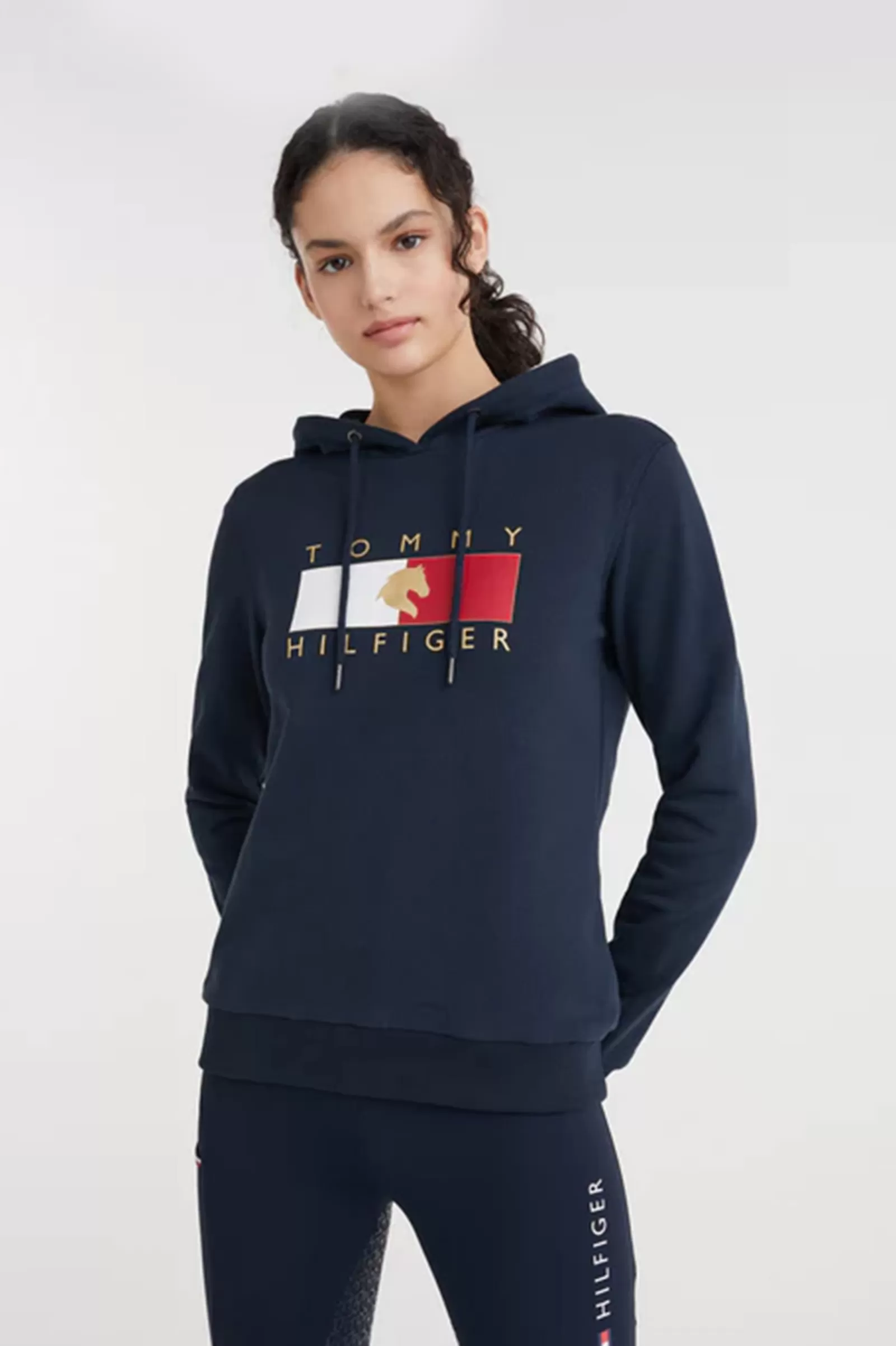 Riding Jumpers & Fleeces*tommyhilfigerequestrian Tommy Hilfiger Golden Style Women'S Hoodie Desert Sky