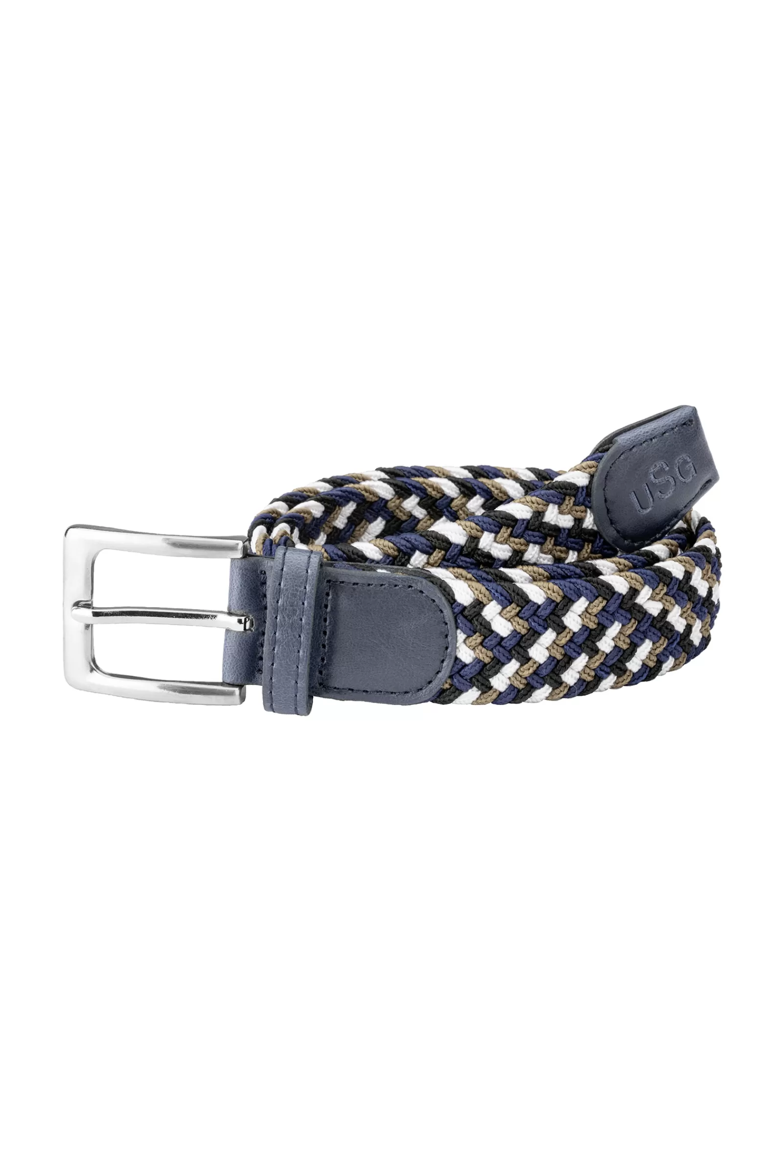 Belts*usg Casual Plaited Belt Navy/Beige/White